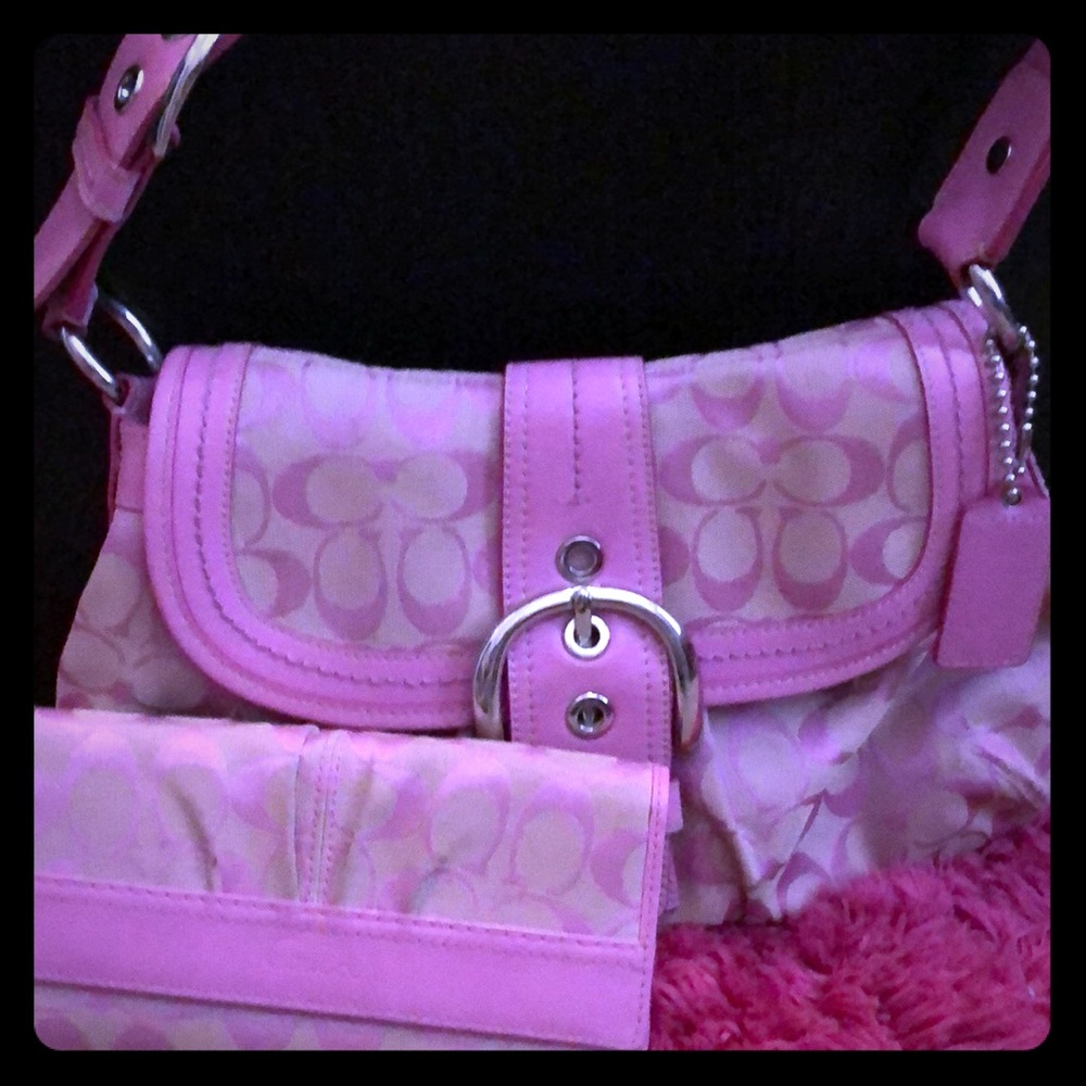 Champagne Pink Coach Purse with Matching Wallet